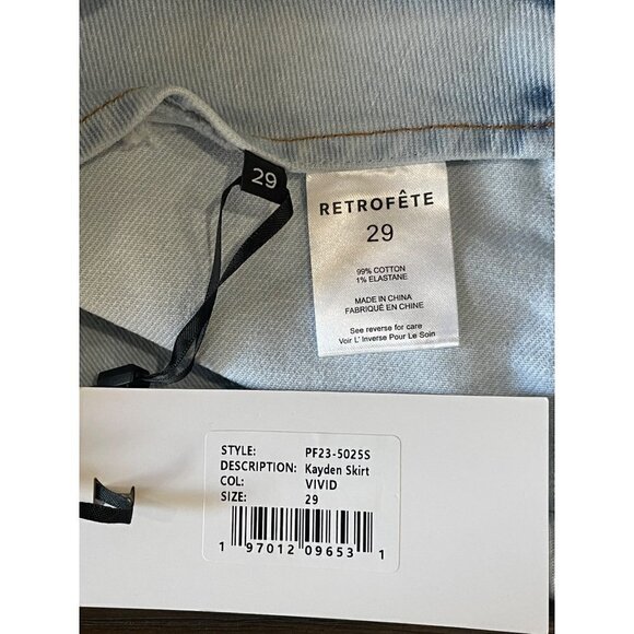 Retrofete Kayden Denim Side Button Mini Skirt Vivid Blue Womens 29 - Picture 12 of 15